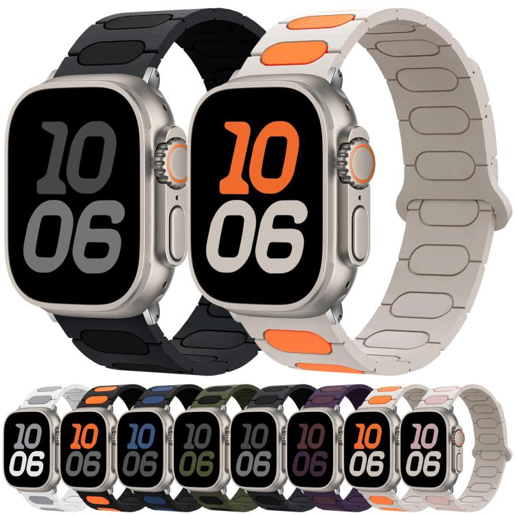 For Apple Watch 46mm / 49mm / 45mm / 44mm Oval Magnetic Silicone Watch Band