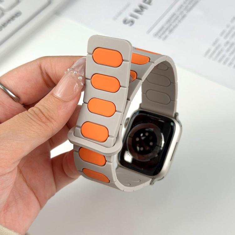 For Apple Watch 46mm / 49mm / 45mm / 44mm Oval Magnetic Silicone Watch Band
