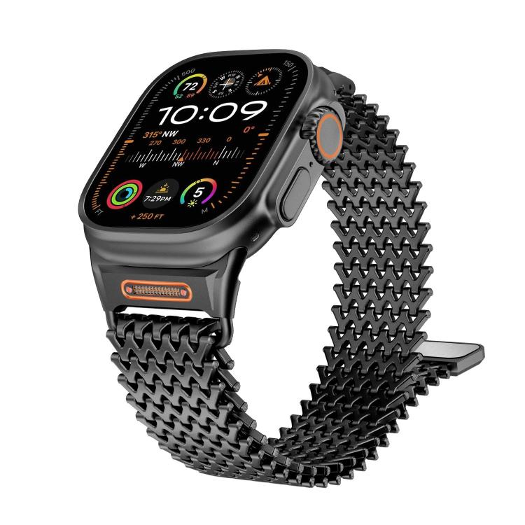 For Apple Watch 46mm / 49mm / 45mm / 44mm Long-skeleton W-Type Magnetic Stainless Steel Watch Band