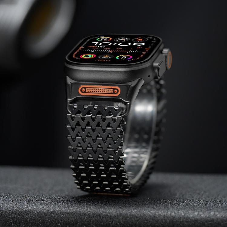For Apple Watch 46mm / 49mm / 45mm / 44mm Long-skeleton W-Type Magnetic Stainless Steel Watch Band