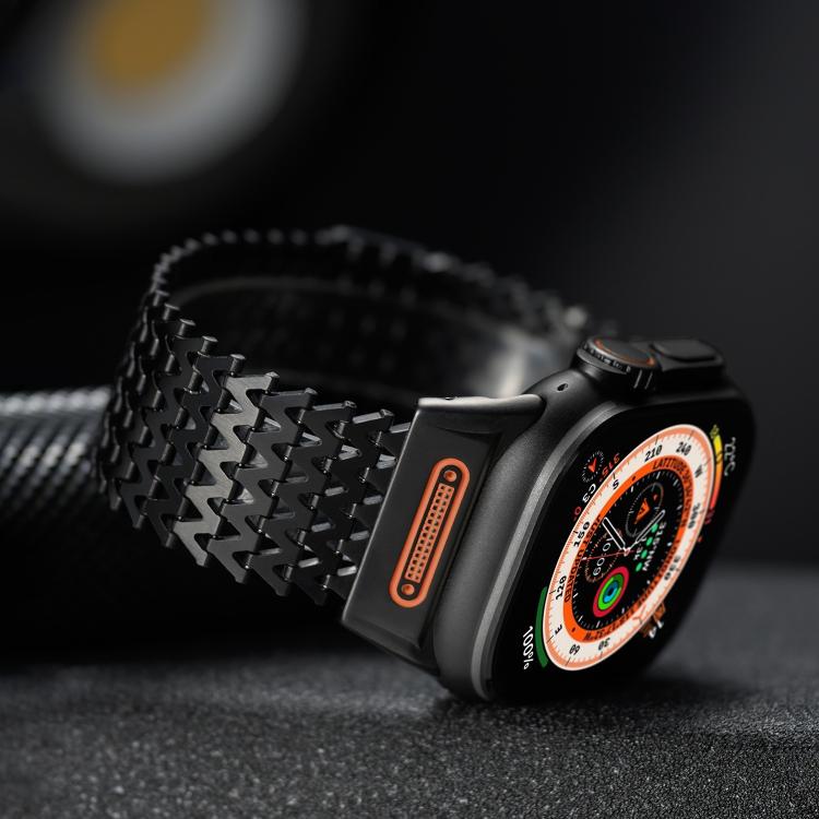 For Apple Watch 46mm / 49mm / 45mm / 44mm Long-skeleton W-Type Magnetic Stainless Steel Watch Band