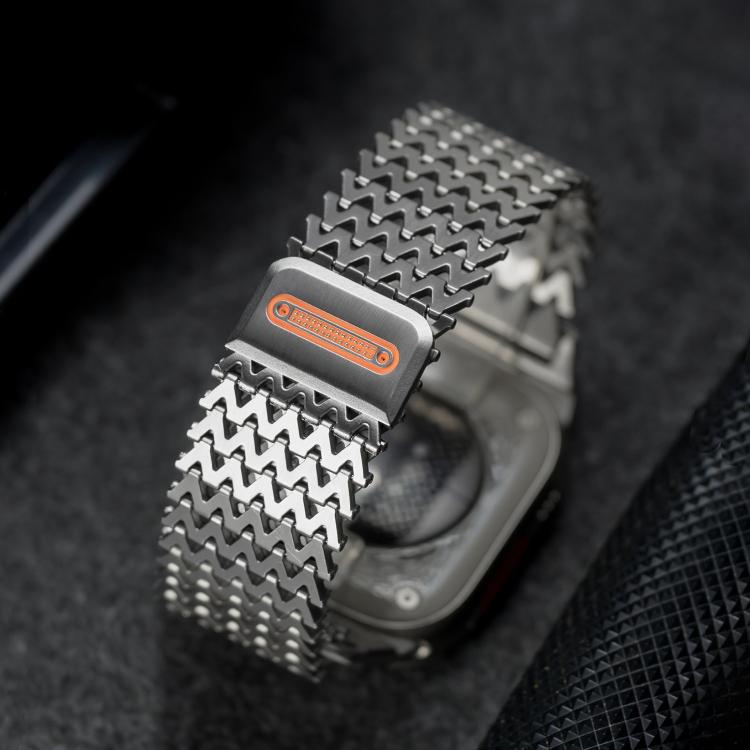 For Apple Watch 46mm / 49mm / 45mm / 44mm Long-skeleton W-Type Magnetic Stainless Steel Watch Band