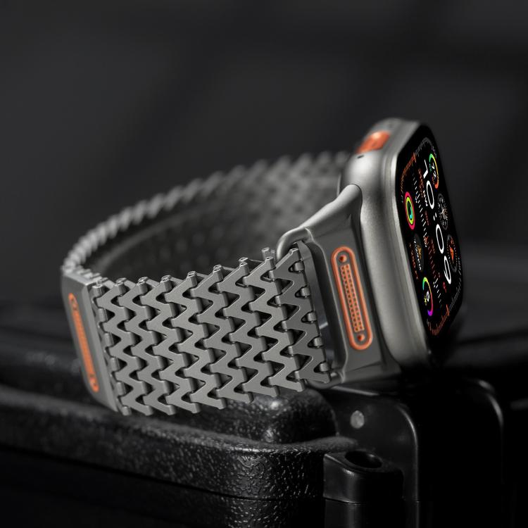 For Apple Watch 46mm / 49mm / 45mm / 44mm Long-skeleton W-Type Magnetic Stainless Steel Watch Band