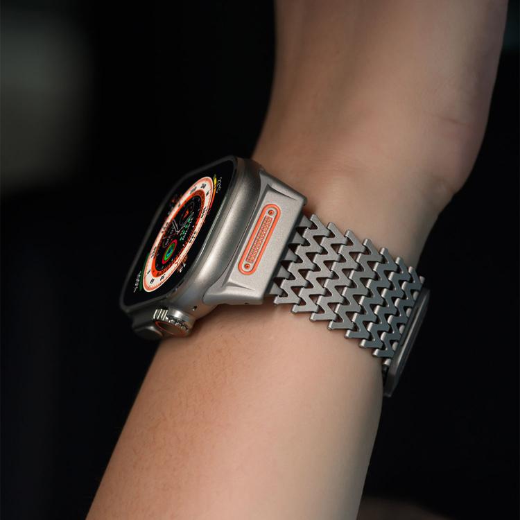 For Apple Watch 46mm / 49mm / 45mm / 44mm Long-skeleton W-Type Magnetic Stainless Steel Watch Band