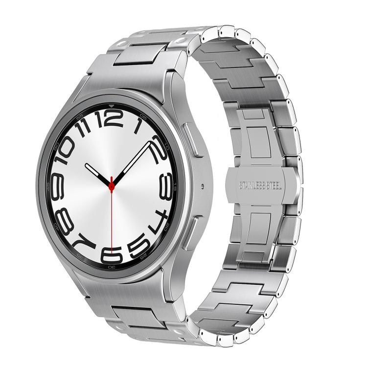 For Samsung Galaxy Watch FE / 7 / 6 / 5 / 4 Push Button Mechanical Style Butterfly Clasp Metal Watch Band
