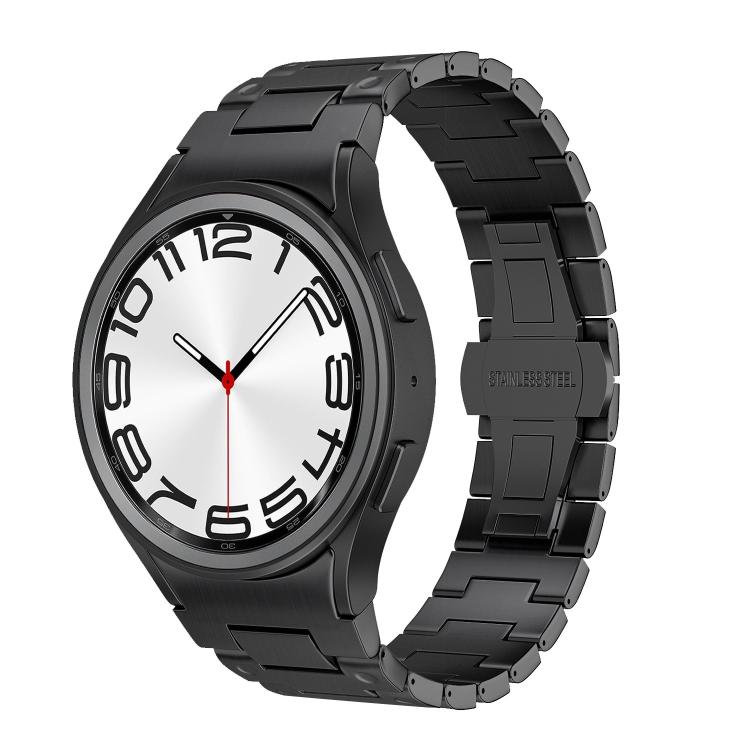 For Samsung Galaxy Watch FE / 7 / 6 / 5 / 4 Push Button Mechanical Style Butterfly Clasp Metal Watch Band