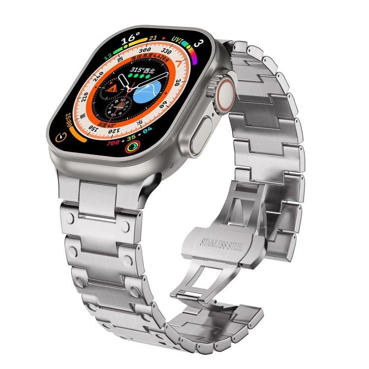 For Apple Watch 46mm / 49mm / 45mm / 44mm Mechanical-Style Butterfly Clasp Metal Watch Band