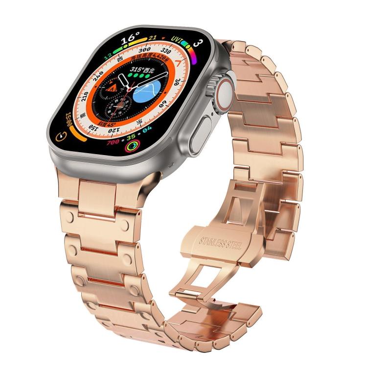 For Apple Watch 46mm / 49mm / 45mm / 44mm Mechanical-Style Butterfly Clasp Metal Watch Band