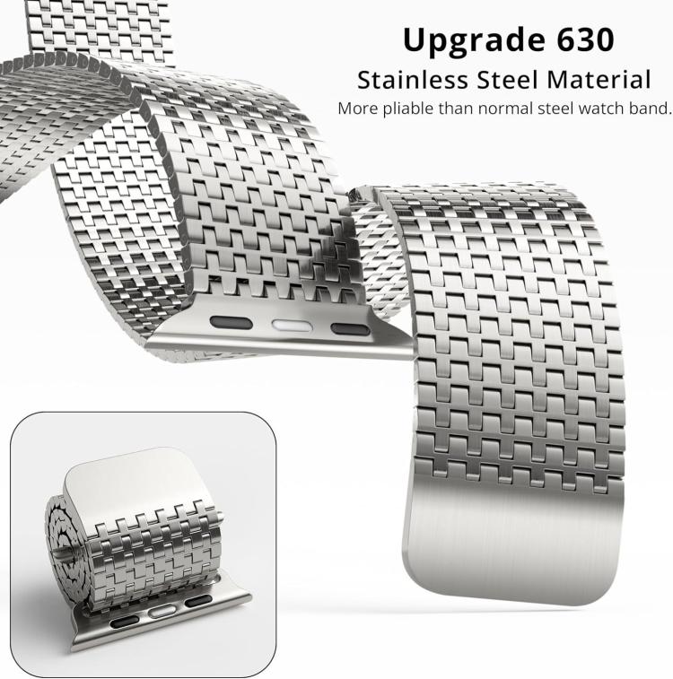 For Apple Watch 46mm / 49mm / 45mm / 44mm Pin-Chain Milanese Magnetic Watch Band