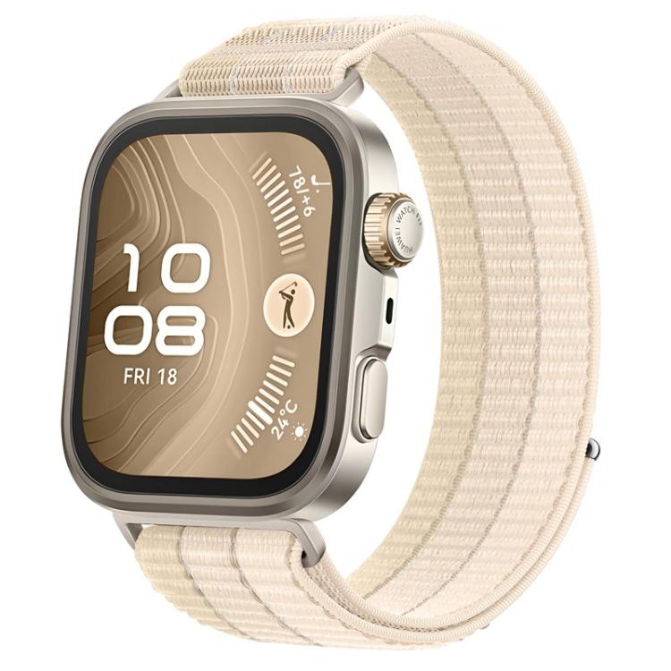 For Huawei Watch Fit 5 / Fit 5 Pro / Fit 4 Triple-Loop Nylon Woven Hook and Loop Fastener Watch Band