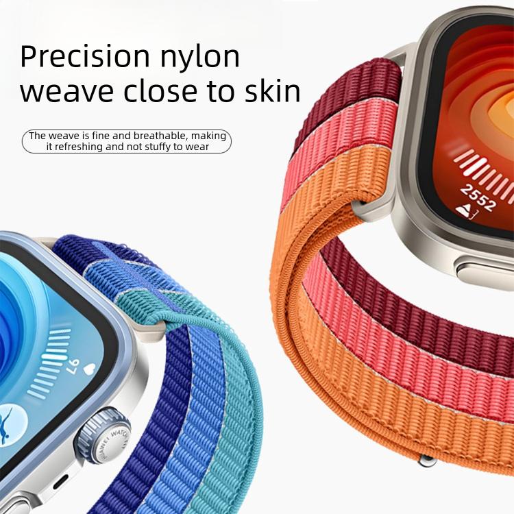 For Huawei Watch Fit 5 / Fit 5 Pro / Fit 4 Triple-Loop Nylon Woven Hook and Loop Fastener Watch Band