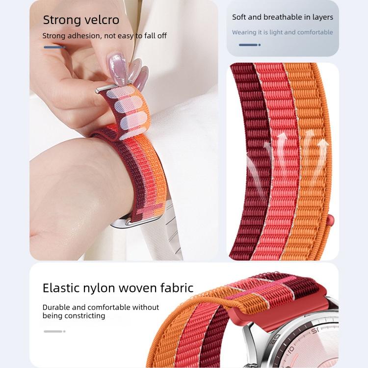 For Huawei Watch Fit 5 / Fit 5 Pro / Fit 4 Triple-Loop Nylon Woven Hook and Loop Fastener Watch Band