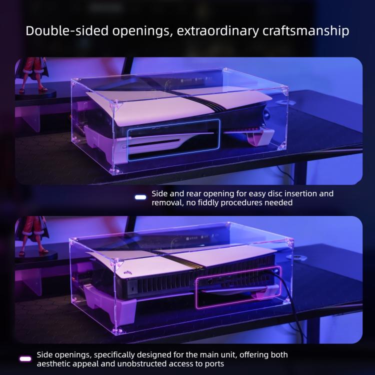 For Sony PS5 Pro / PS5 Slim Acrylic Horizontal Mounting Transparent Dust Cover for PS5 Pro / PS5 Slim