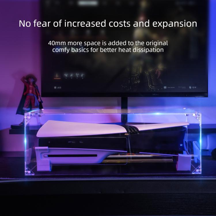 For Sony PS5 Pro / PS5 Slim Acrylic Horizontal Mounting Transparent Dust Cover for PS5 Pro / PS5 Slim