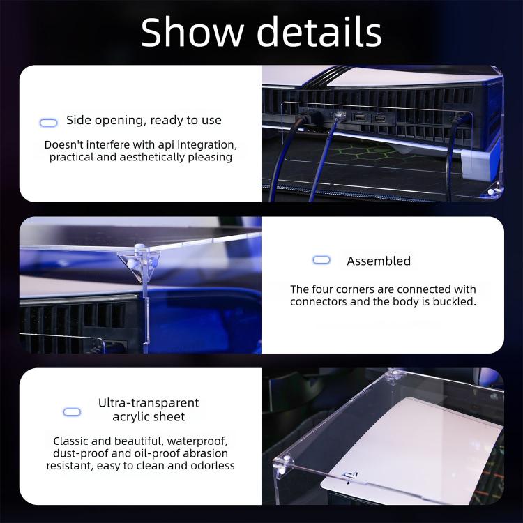 For Sony PS5 Pro / PS5 Slim Acrylic Horizontal Mounting Transparent Dust Cover for PS5 Pro / PS5 Slim