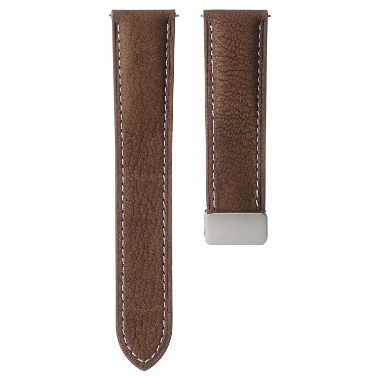 22mm Oil Waxed Lychee Texture Magnetic Buckle Vegan Leather Watch Band