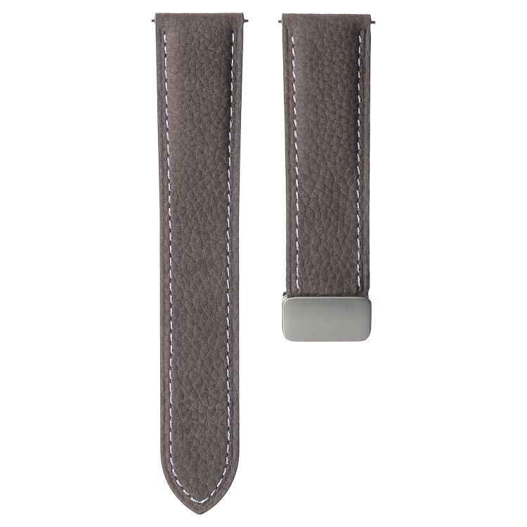 22mm Oil Waxed Lychee Texture Magnetic Buckle Vegan Leather Watch Band