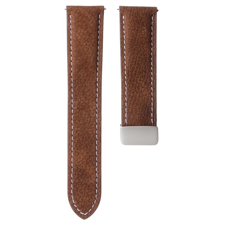 22mm Oil Waxed Lychee Texture Magnetic Buckle Vegan Leather Watch Band