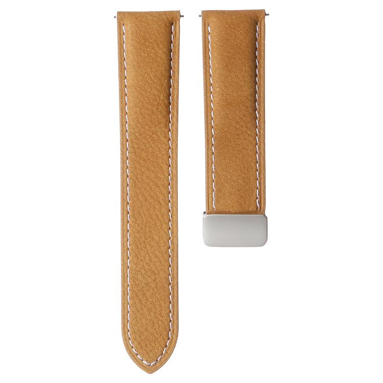 22mm Oil Waxed Lychee Texture Magnetic Buckle Vegan Leather Watch Band