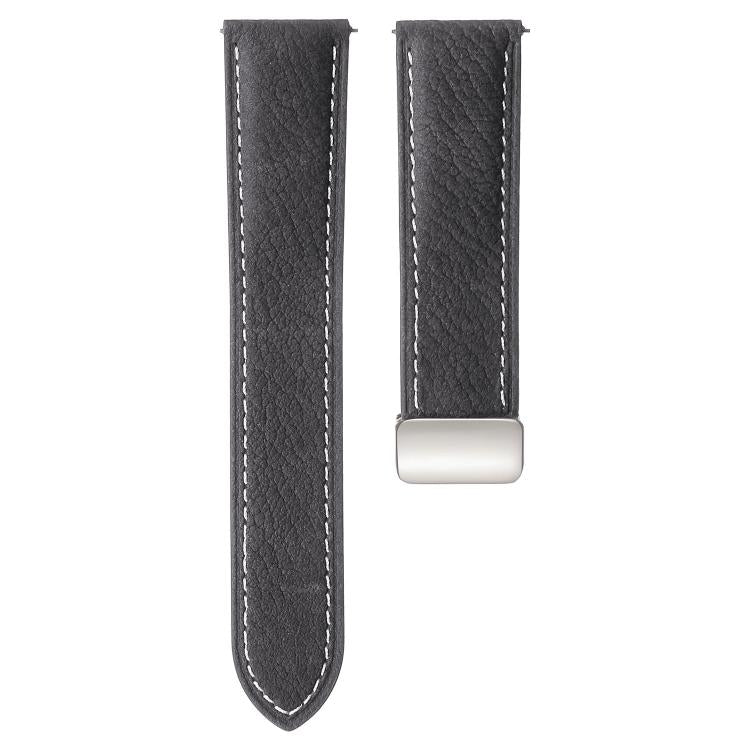 22mm Oil Waxed Lychee Texture Magnetic Buckle Vegan Leather Watch Band
