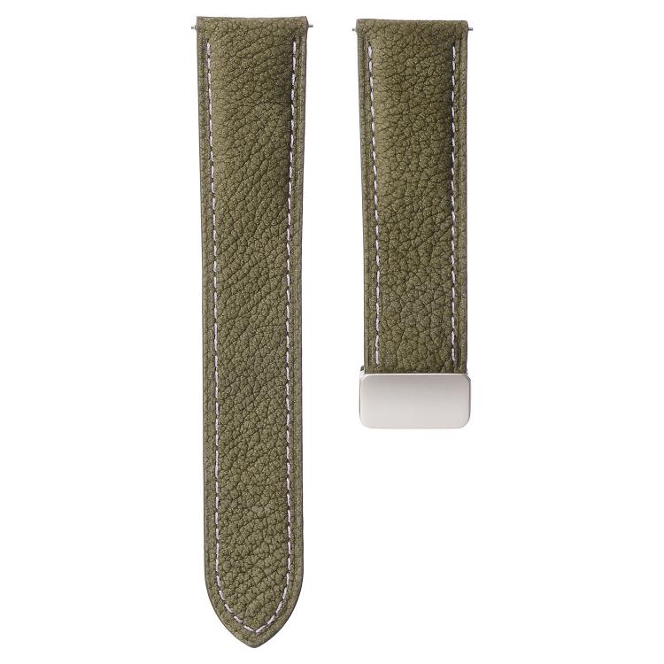 22mm Oil Waxed Lychee Texture Magnetic Buckle Vegan Leather Watch Band