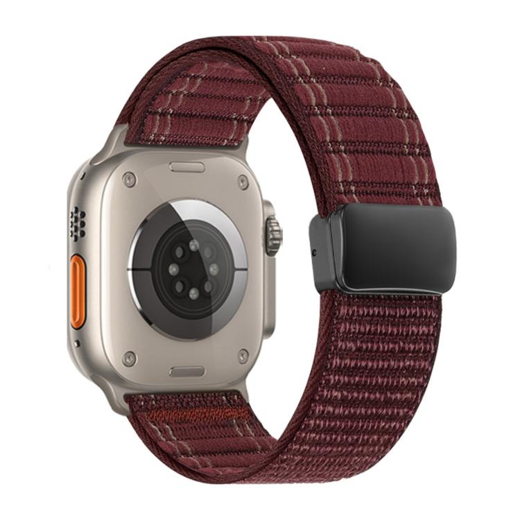 For Apple Watch 46mm / 49mm / 45mm / 44mm Magnetic Buckle Wave Pattern Nylon Watch Band