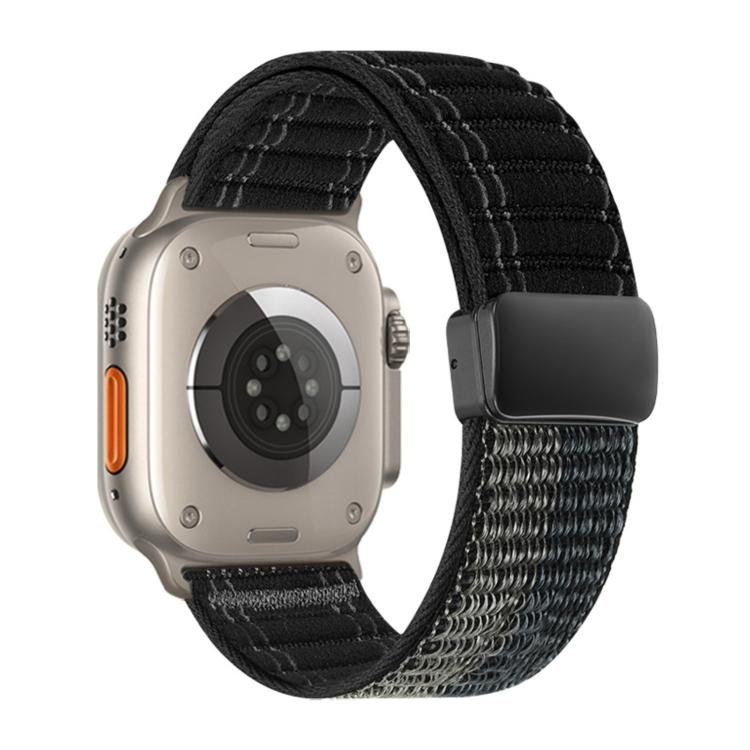 For Apple Watch 46mm / 49mm / 45mm / 44mm Magnetic Buckle Wave Pattern Nylon Watch Band
