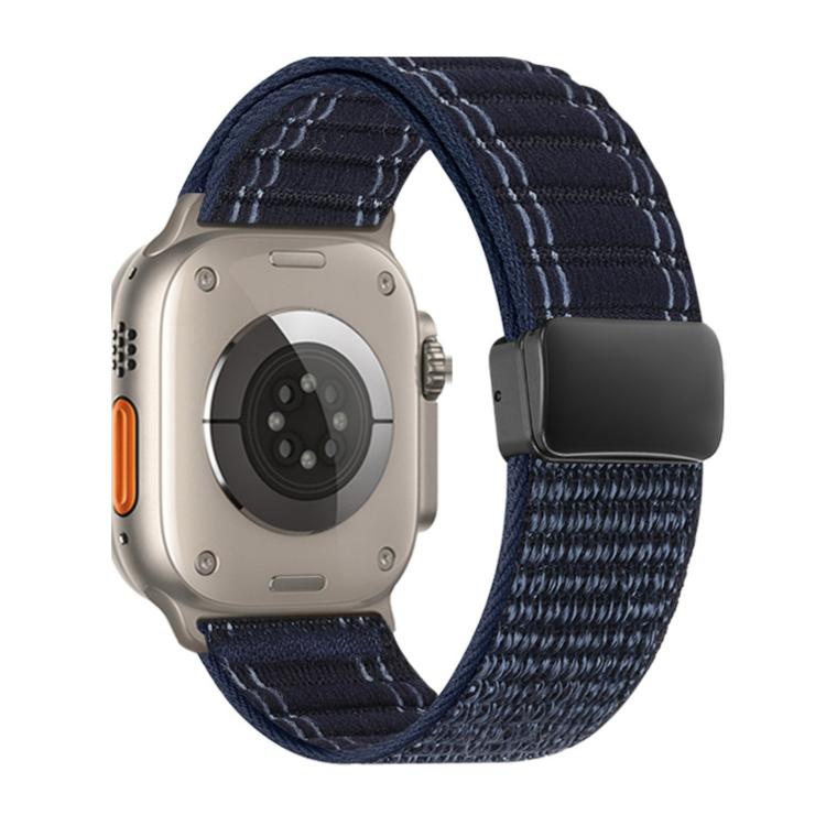 For Apple Watch 46mm / 49mm / 45mm / 44mm Magnetic Buckle Wave Pattern Nylon Watch Band