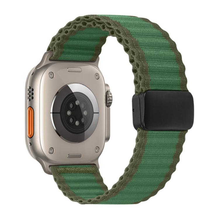 For Apple Watch 46mm / 49mm / 45mm / 44mm Off Road Magnetic Buckle Braided Nylon Loop Watch Band