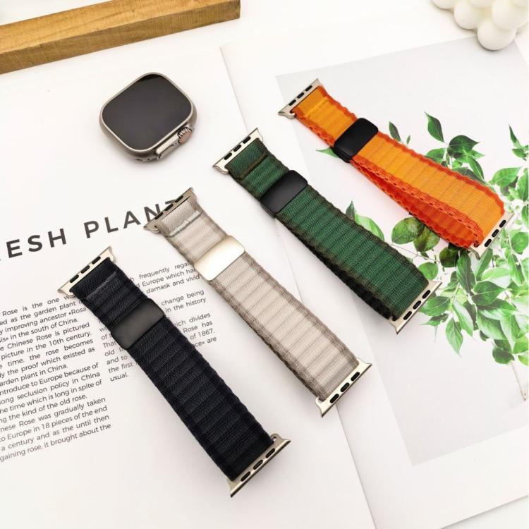 For Apple Watch 42mm / 41mm / 40mm / 38mm Off Road Magnetic Buckle Braided Nylon Loop Watch Band