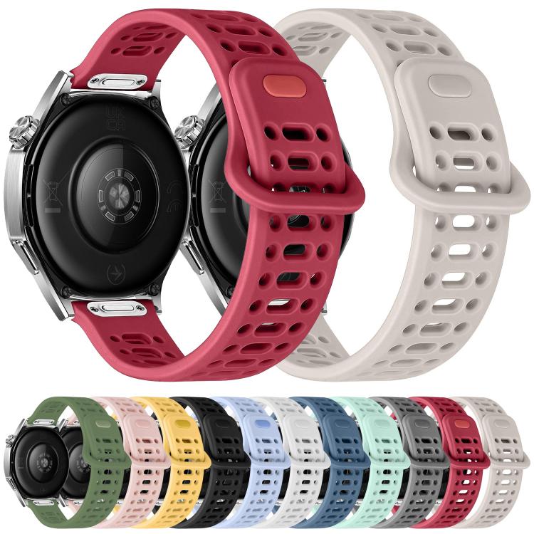 22mm Press Button Quick Release Hollow Reverse Buckle Silicone Watch Band