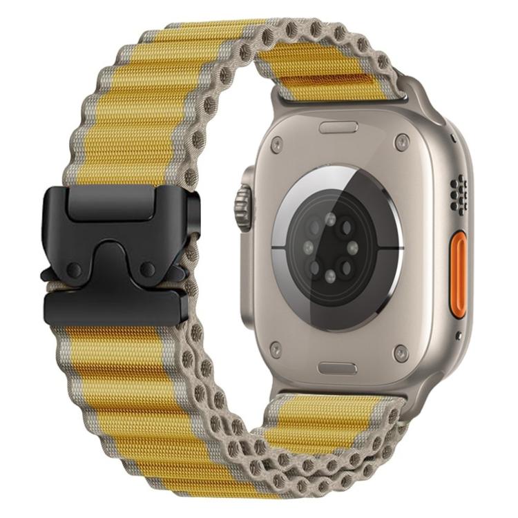 For Apple Watch 46mm / 49mm / 45mm / 44mm Parachute Buckle Off Road Wide Ribbed Nylon Watch Band