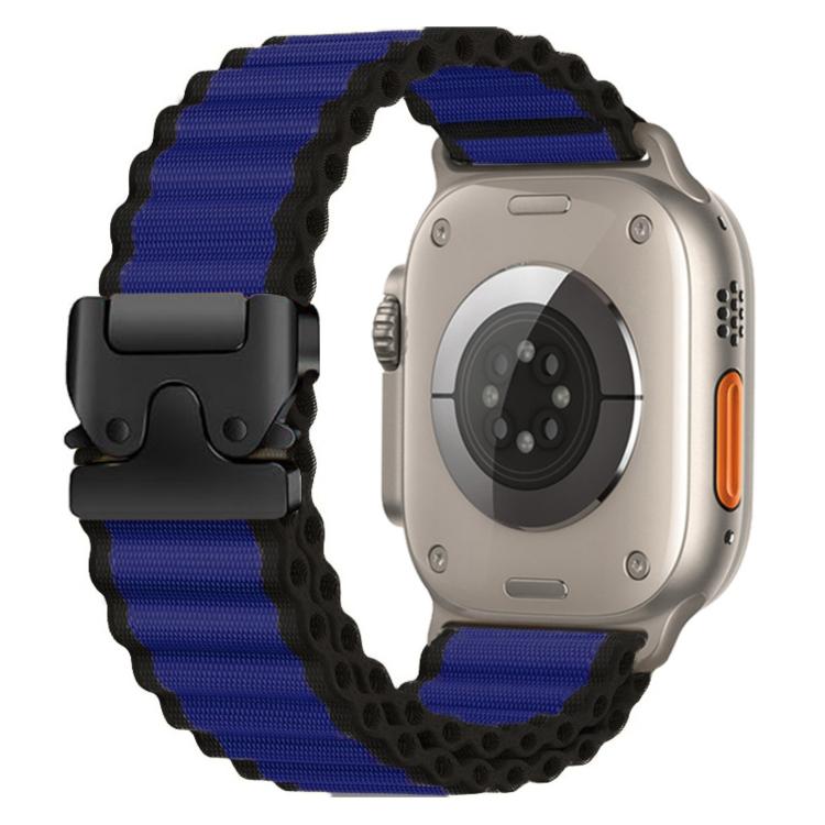 For Apple Watch 46mm / 49mm / 45mm / 44mm Parachute Buckle Off Road Wide Ribbed Nylon Watch Band