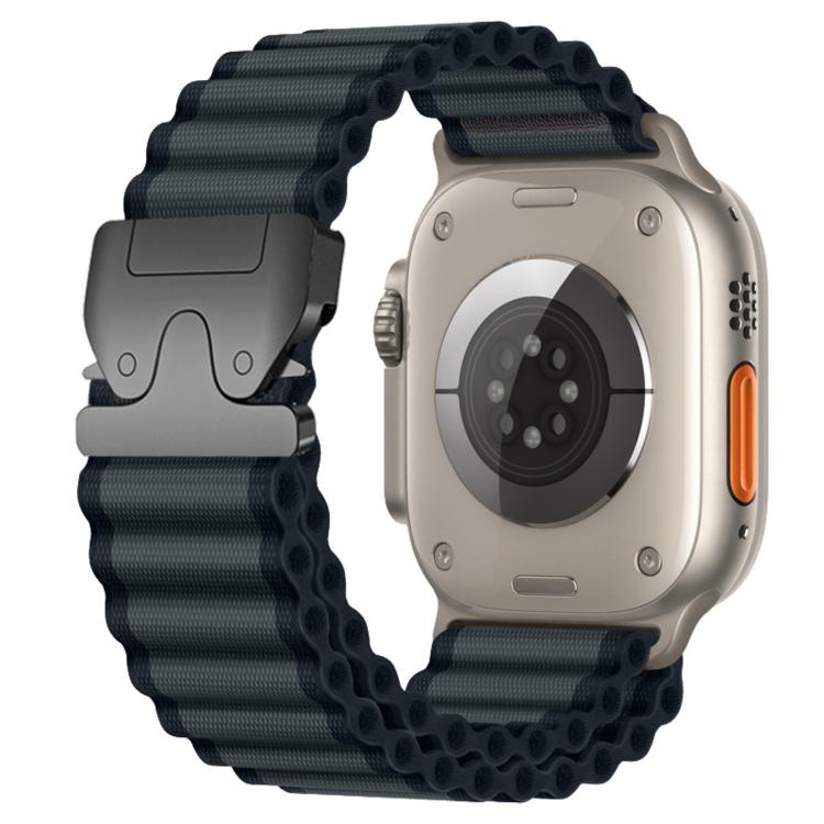 For Apple Watch 46mm / 49mm / 45mm / 44mm Parachute Buckle Off Road Wide Ribbed Nylon Watch Band