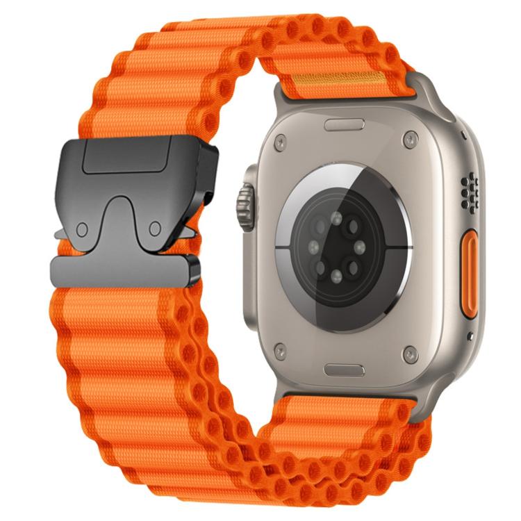 For Apple Watch 46mm / 49mm / 45mm / 44mm Parachute Buckle Off Road Wide Ribbed Nylon Watch Band