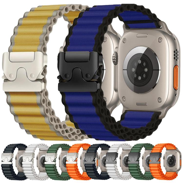 For Apple Watch 42mm / 41mm / 40mm / 38mm Parachute Buckle Off Road Wide Ribbed Nylon Watch Band