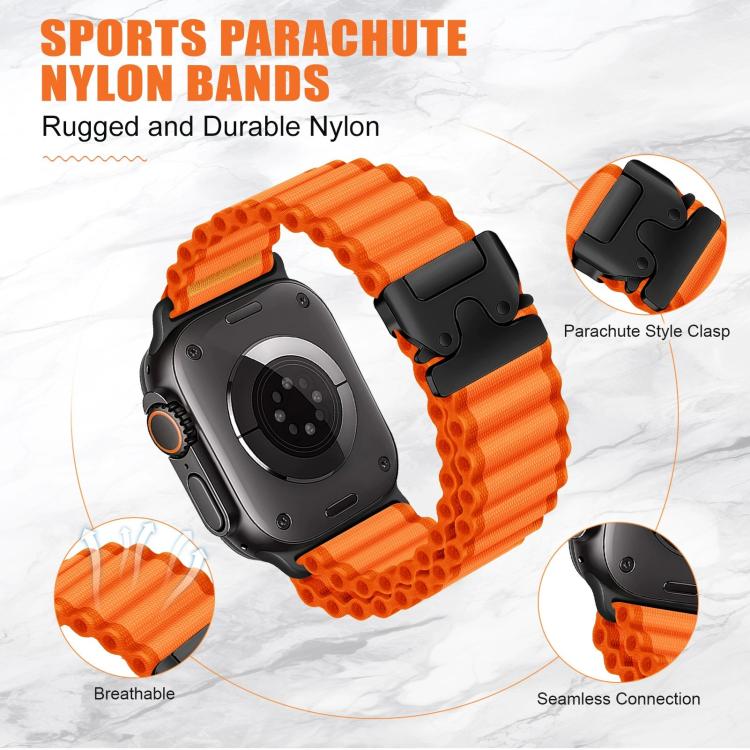 For Apple Watch 42mm / 41mm / 40mm / 38mm Parachute Buckle Off Road Wide Ribbed Nylon Watch Band