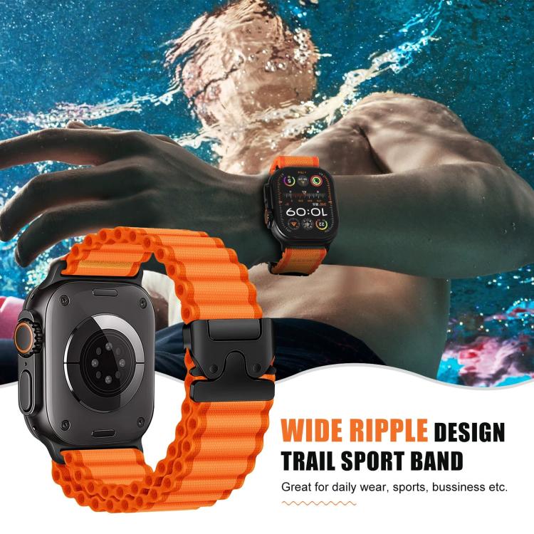 For Apple Watch 46mm / 49mm / 45mm / 44mm Parachute Buckle Off Road Wide Ribbed Nylon Watch Band