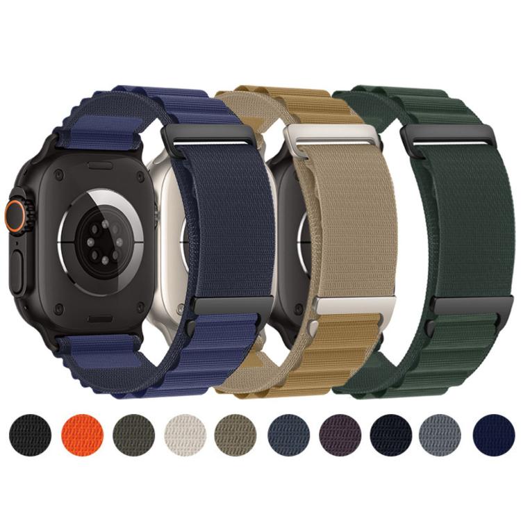 For Apple Watch 46mm / 49mm / 45mm / 44mm C Buckle Two-Section High Mountain Loop Nylon Watch Band