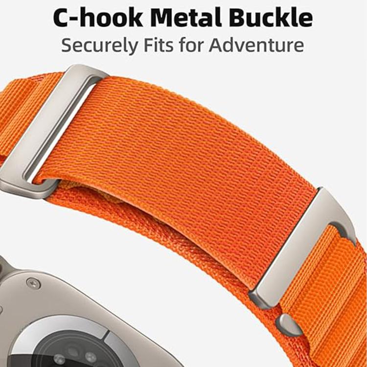 For Apple Watch 46mm / 49mm / 45mm / 44mm C Buckle Two-Section High Mountain Loop Nylon Watch Band