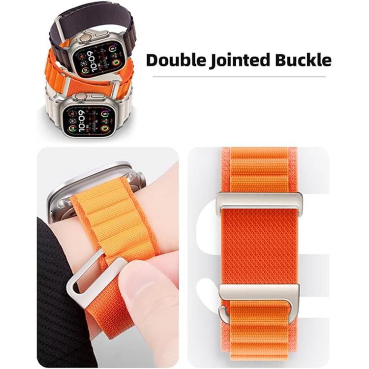For Apple Watch 46mm / 49mm / 45mm / 44mm C Buckle Two-Section High Mountain Loop Nylon Watch Band