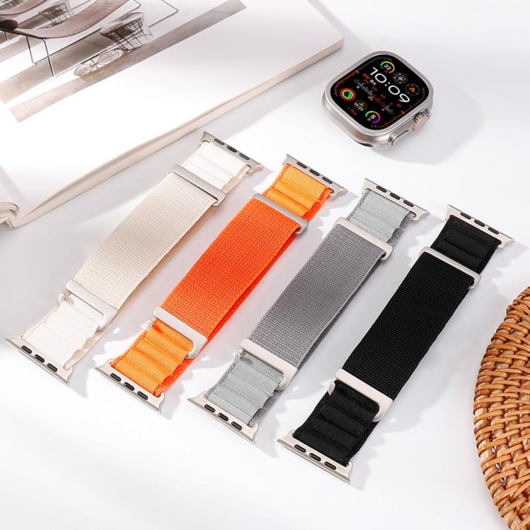 For Apple Watch 46mm / 49mm / 45mm / 44mm C Buckle Two-Section High Mountain Loop Nylon Watch Band
