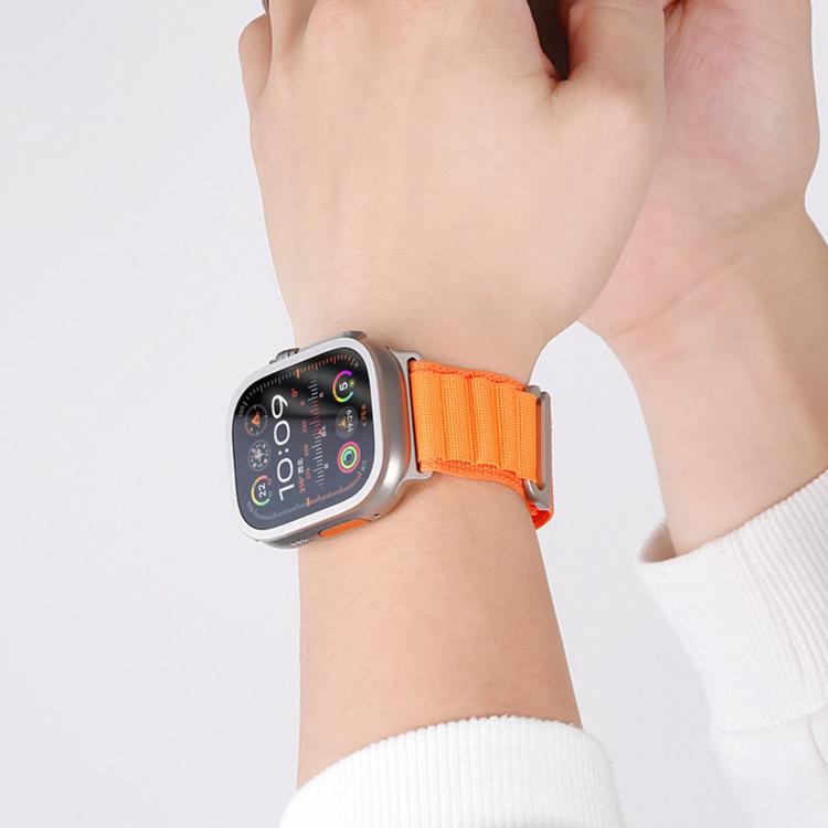 For Apple Watch 46mm / 49mm / 45mm / 44mm C Buckle Two-Section High Mountain Loop Nylon Watch Band