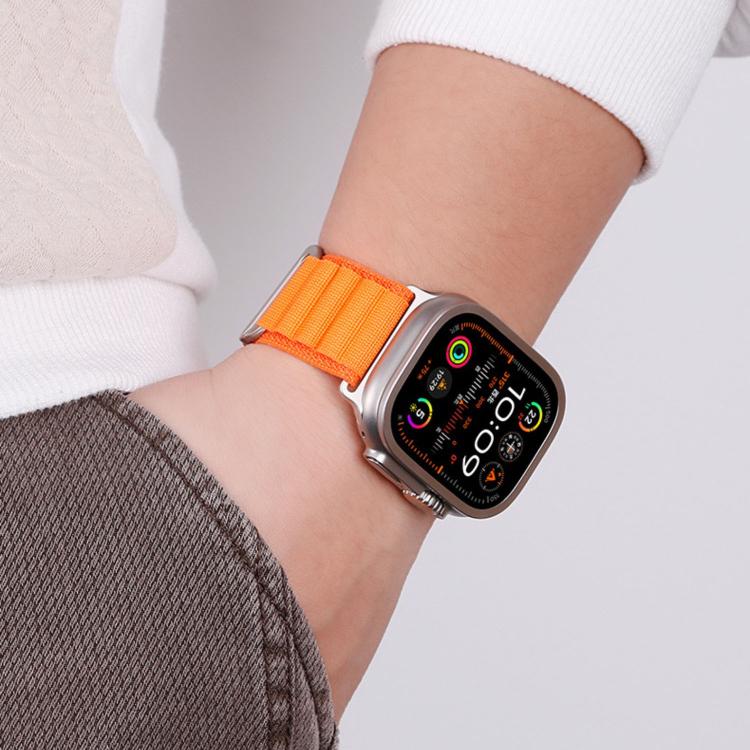 For Apple Watch 46mm / 49mm / 45mm / 44mm C Buckle Two-Section High Mountain Loop Nylon Watch Band