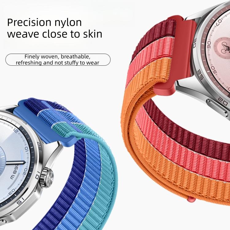 22mm Triple-Loop Nylon Woven Hook and Loop Fastener Watch Band