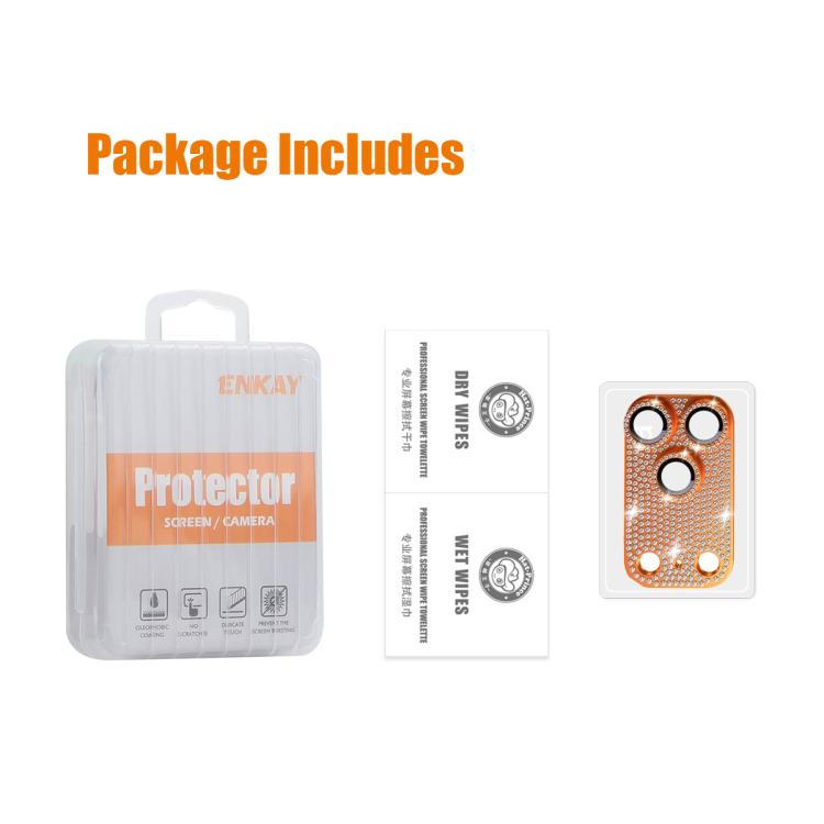 For iPhone 17 Pro Max ENKAY Hat-Prince Blink Diamond Camera Lens Aluminium Alloy Tempered Glass Film