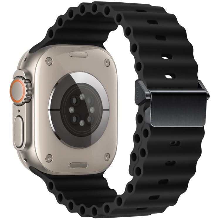 For Apple Watch 46mm / 49mm / 45mm / 44mm Refurbished Magnetic Buckle Ocean Silicone Watch Band
