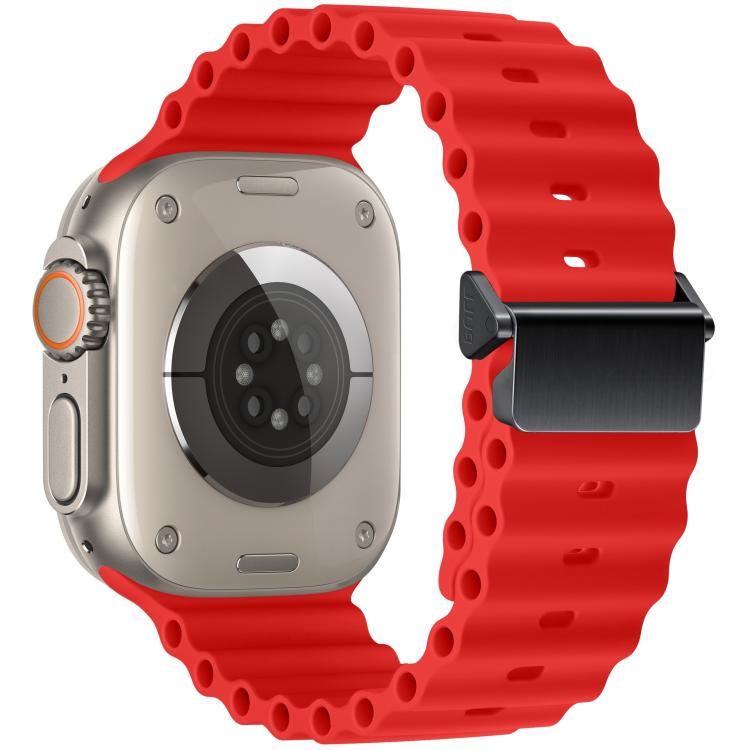 For Apple Watch 46mm / 49mm / 45mm / 44mm Refurbished Magnetic Buckle Ocean Silicone Watch Band