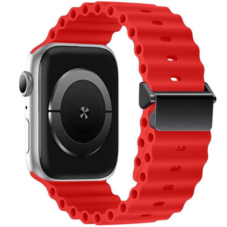 For Apple Watch 42mm / 41mm / 40mm / 38mm Refurbished Magnetic Buckle Ocean Silicone Watch Band