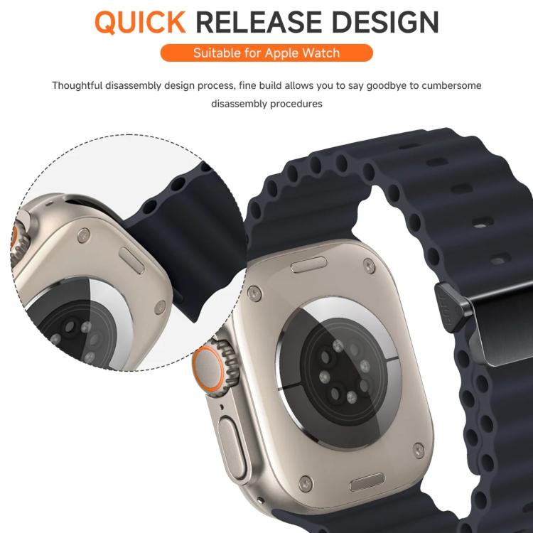 For Apple Watch 42mm / 41mm / 40mm / 38mm Refurbished Magnetic Buckle Ocean Silicone Watch Band